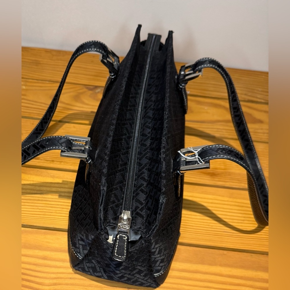 Talbots vintage Shoulder Bag black Jacquard with leather trim EUC Y2K - Picture 6 of 10